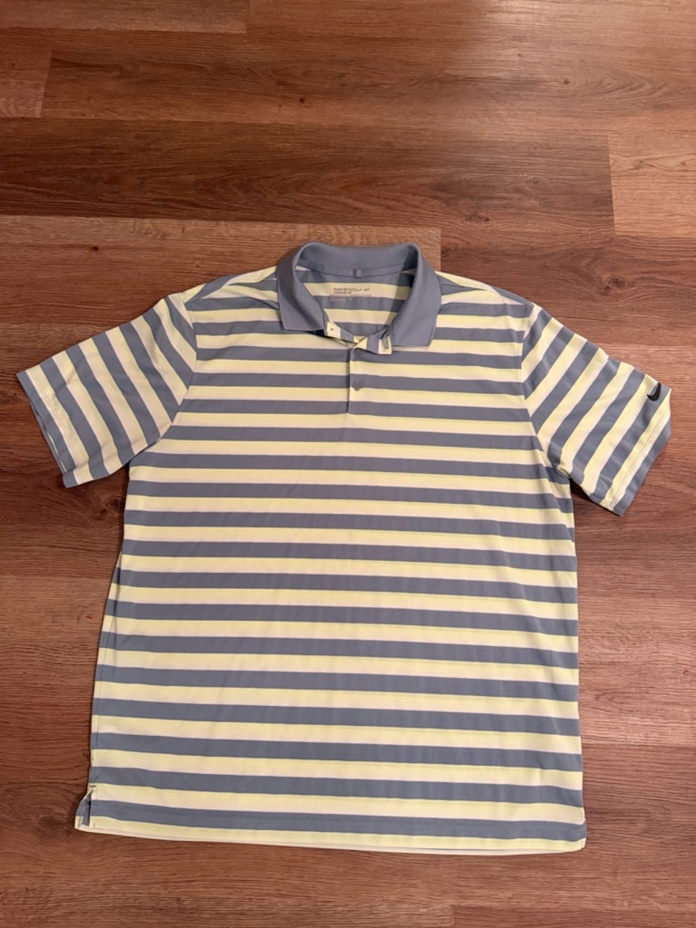 Nike Men's Short-Sleeve Striped Polo in Light Yellow and Light Blue